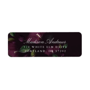 Donker Pruim Bloem   Gepersonaliseerd Retouradres Etiket