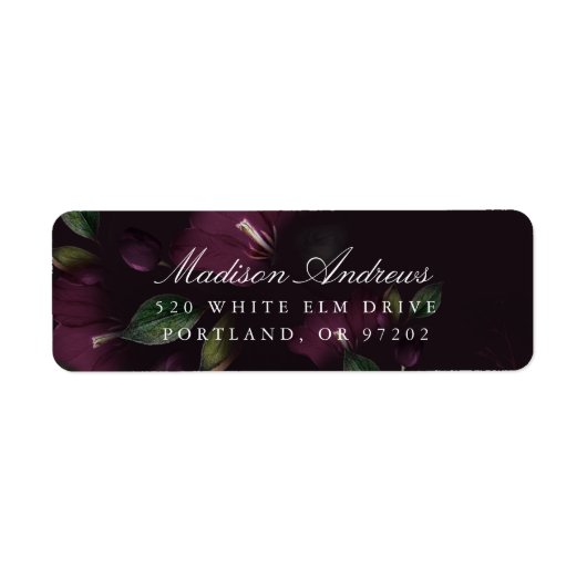 Donker Pruim Bloem | Gepersonaliseerd Retouradres Etiket (Voorkant)