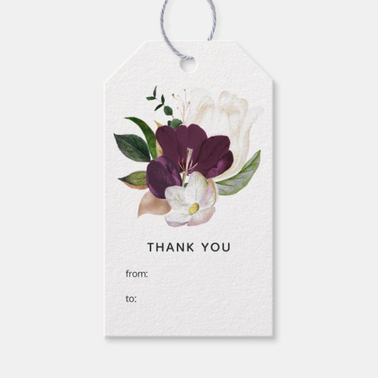 Donker Pruim Fluwelen Bloem Cadeaulabel (Voorkant)