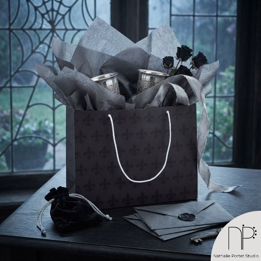 Donker Pruim Gotische Fleur de Lis Groot Cadeauzakje