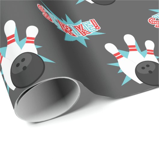 Donker Retro Bowling wikkelpapier Cadeaupapier (Rol Hoek)