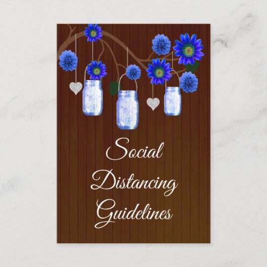 Donker roestblauw bloemmotief metselwerkpot veilig informatiekaartje (Voorkant)