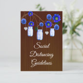 Donker roestblauw bloemmotief metselwerkpot veilig informatiekaartje (Staand voorkant)