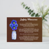 Donker roestblauw bloemmotief metselwerkpot veilig informatiekaartje (Staand voorkant)