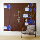 Donker roestig blauwe bloemenvazen fotobackdrop wandkleed (In Situ (horizontaal))