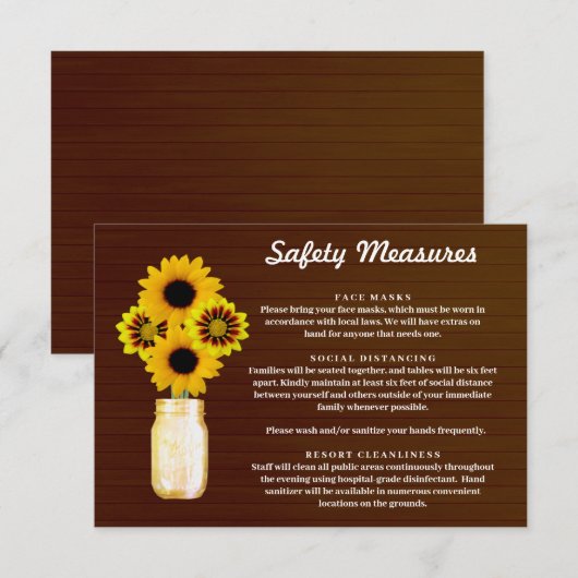 Donker roestig gele bloem vaas stevige pot veiligh informatiekaartje (Voorkant / Achterkant)