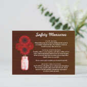 Donker roestig rode bloem vaas veiligheidsmaatrege informatiekaartje (Staand voorkant)