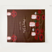 Donker Roestig Rood Bloemmotief Mason Jars Foto Ac Wandkleed (Voorkant (horizontaal))