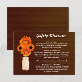 Donker roestige oranje bloem Mason-pot veiligheids Informatiekaartje