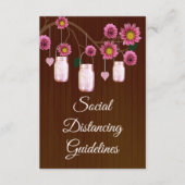 Donker roestkleurig roze bloemmotief Mason-pot vei Informatiekaartje (Voorkant)