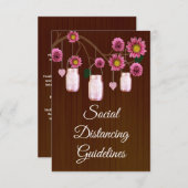 Donker roestkleurig roze bloemmotief Metselaarsgla Informatiekaartje (Voorkant / Achterkant)