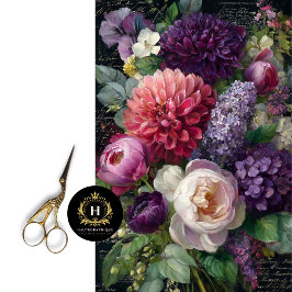 Donker Romantisch Bloemen Boeket Decoupage Tissuepapier