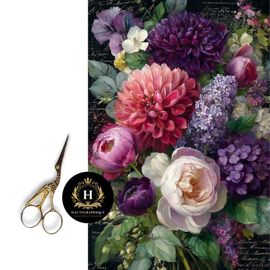 Donker Romantisch Bloemen Boeket Decoupage Tissuepapier