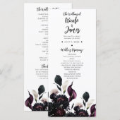 Donker Romantisch Bloemig Trouwprogramma Programmakaart (Voorkant / Achterkant)