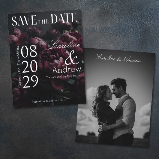 Donker Romantisch Elegant Tijdschrift Foto Save The Date