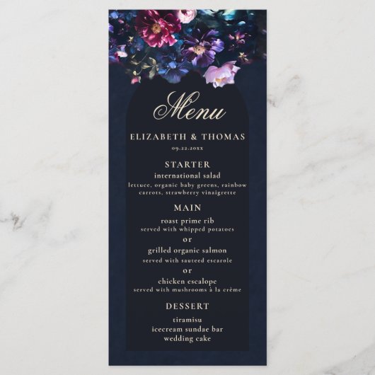Donker Romantisch Moody Bloemen Gotische Zwarte Hu Menu (Voorkant)