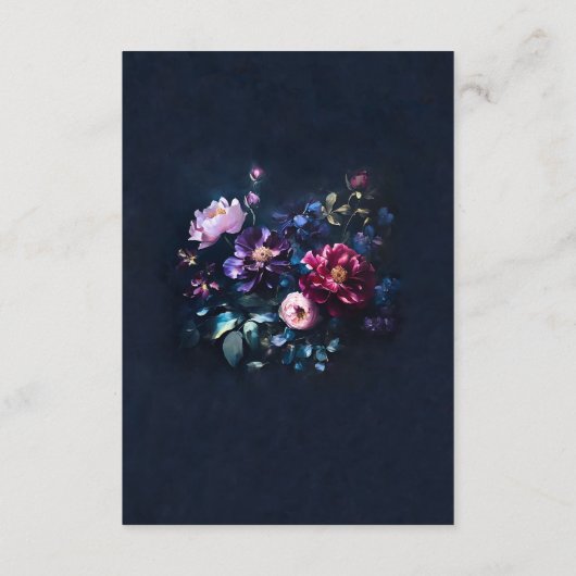 Donker Romantisch Moody Bloemen Mauve Trouwdetails Informatiekaartje (Achterkant)