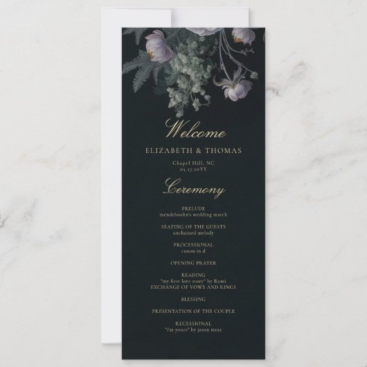 Donker Romantisch Moody Bloemen Peony Wedding Prog (Voorkant)