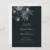 Donker Romantisch Moody Bloemen pioenenbruiloft Save The Date (Voorkant)