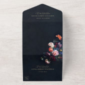 Donker Romantisch Moody Bloemen Zwart Sprookje Bru All In One Uitnodiging (Buitenkant)