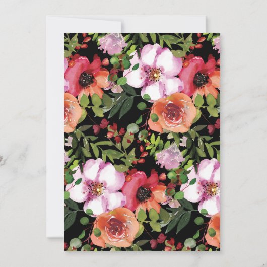 Donker Romantisch Roze Bloemen Groen Vrijgezellenf Kaart (Achterkant)