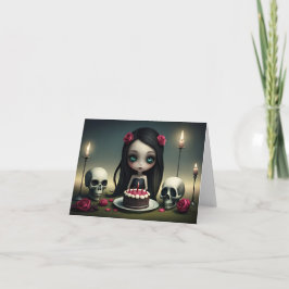 Donker romantisch schattig gothic meisje met verja kaart