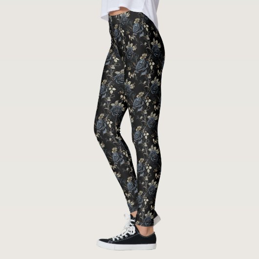 Donker Romantisch Zwart Rozen Fantasy  Gothic Leggings (Links)