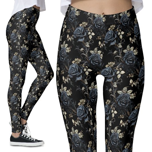 Donker Romantisch Zwart Rozen Fantasy  Gothic Leggings