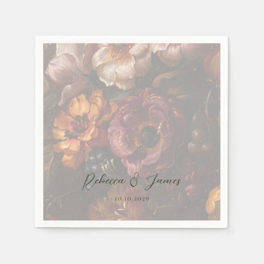 Donker Romantische Bloemen Nederlandse Kunst Schil Servet (Voorkant)