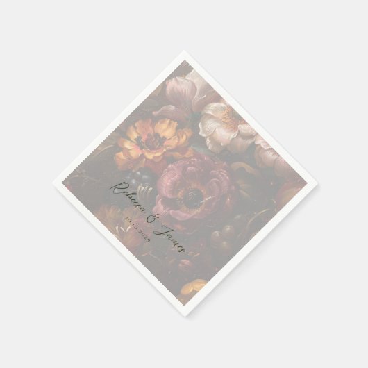 Donker Romantische Bloemen Nederlandse Kunst Schil Servet (Hoek)