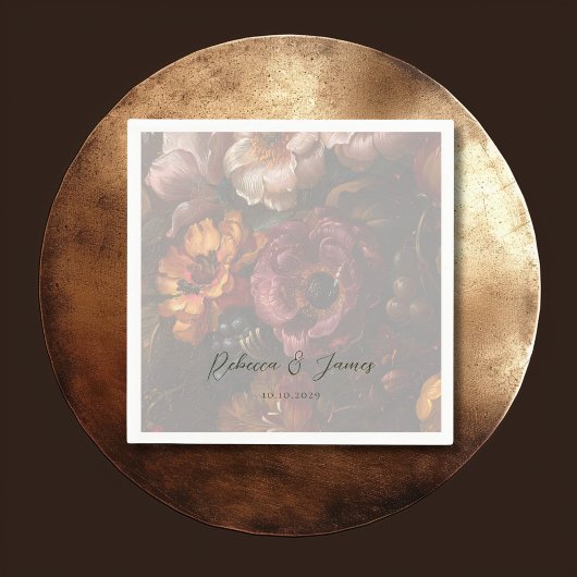 Donker Romantische Bloemen Nederlandse Kunst Schil Servet