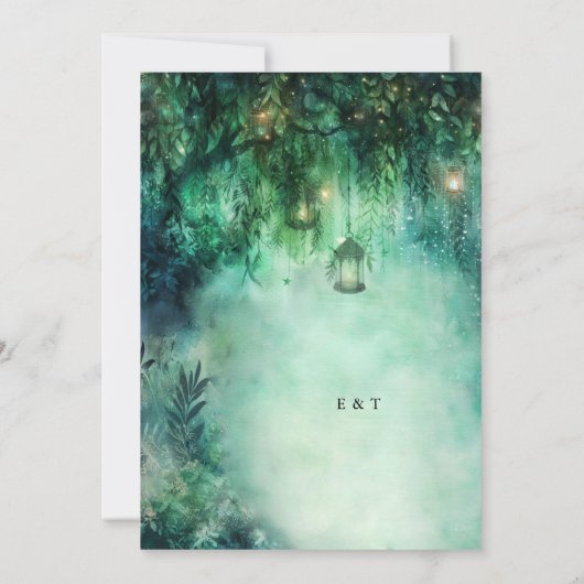 Donker Romantische Bruiloft Betoverde Bos Thema Fa Kaart (Achterkant)