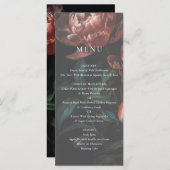 Donker Romantische Fine Art Bloemen Bruiloft Menu (Voorkant / Achterkant)