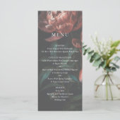 Donker Romantische Fine Art Bloemen Bruiloft Menu (Staand voorkant)