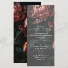 Donker Romantische Fine Art Bloemen Bruiloft Menu