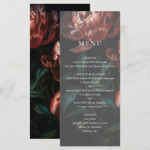 Donker Romantische Fine Art Bloemen Bruiloft Menu