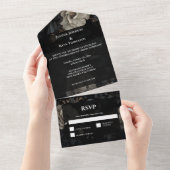 Donker Romantische Floral Gotische Bruiloft All In One Uitnodiging (Afscheurbaar)