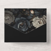 Donker Romantische Floral Gotische Bruiloft All In One Uitnodiging (Achterkant)