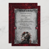 Donker Romantische Floral Gotische bruiloft uitnod Kaart (Voorkant / Achterkant)