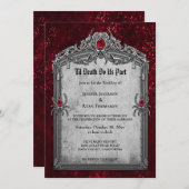 Donker Romantische Floral Gotische bruiloft uitnod Kaart (Voorkant / Achterkant)