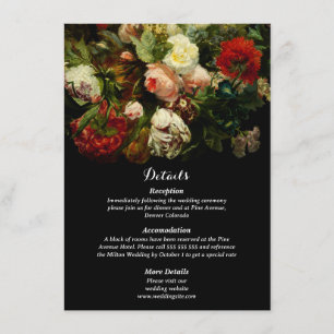 Donker romantische humeurige elegante bloemen brui informatiekaartje