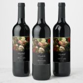 Donker romantische humeurige elegante bloemen brui wijn etiket (Flessen)