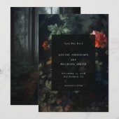 Donker Romantische Moody Floral bruiloft foto Save The Date (Voorkant / Achterkant)