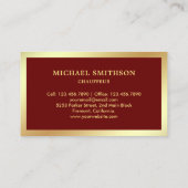 Donker Rood Goud Auto Professionele Chauffeur Visitekaartje (Achterkant)
