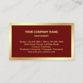 Donker Rood Goud Folie Vastgoed makelaar Foto Visitekaartje (Achterkant)