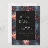 Donker  Rood & Roze Bloemen Bruidsbrunch Kaart (Voorkant)