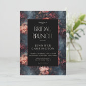 Donker  Rood & Roze Bloemen Bruidsbrunch Kaart (Staand voorkant)