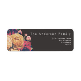Donker Roos Botanical Fete Wedding return address Etiket