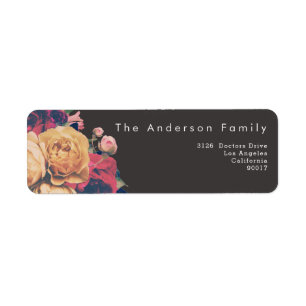 Donker Roos Botanical Fete Wedding return address Etiket