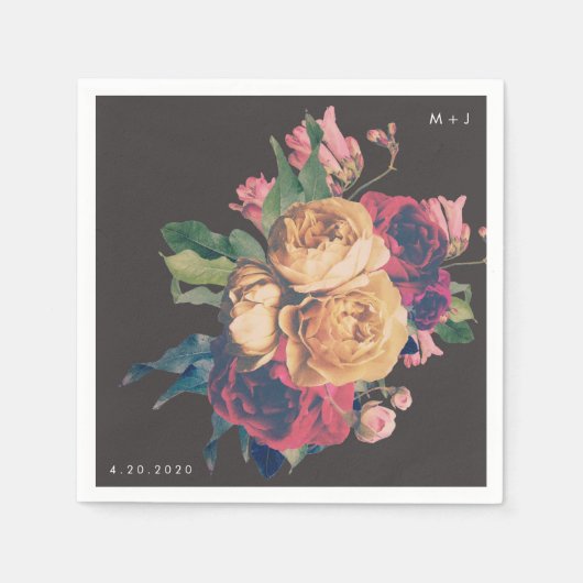 Donker Roos Botanische Fete Weddenschappen Tafeltj Servet (Voorkant)